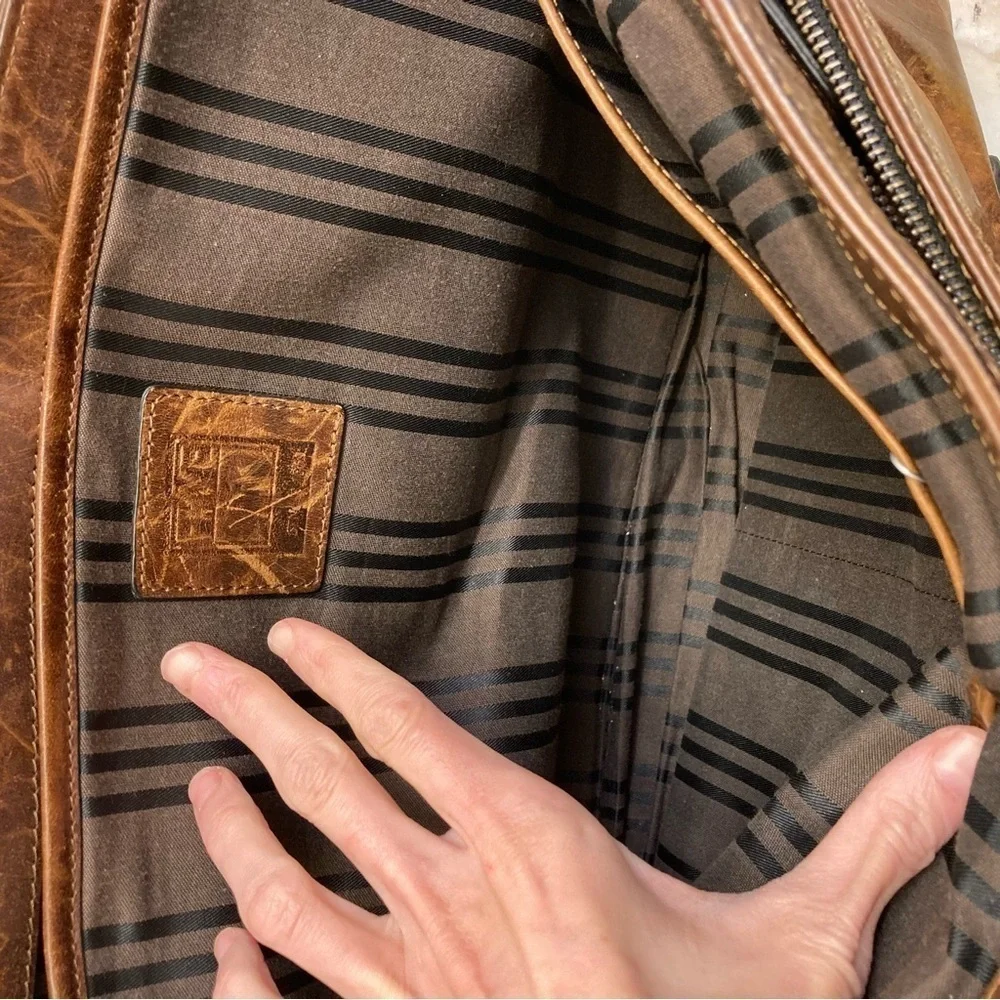 FRYE amazing distressed leather briefcase bag unisex BEAUTIFUL brown